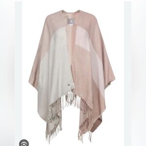 Soia & Kyo Cream and Tan Fringe Poncho Sweater